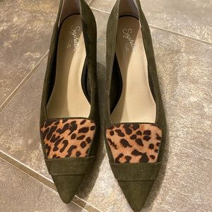 Seychelles olive suede leopard heels